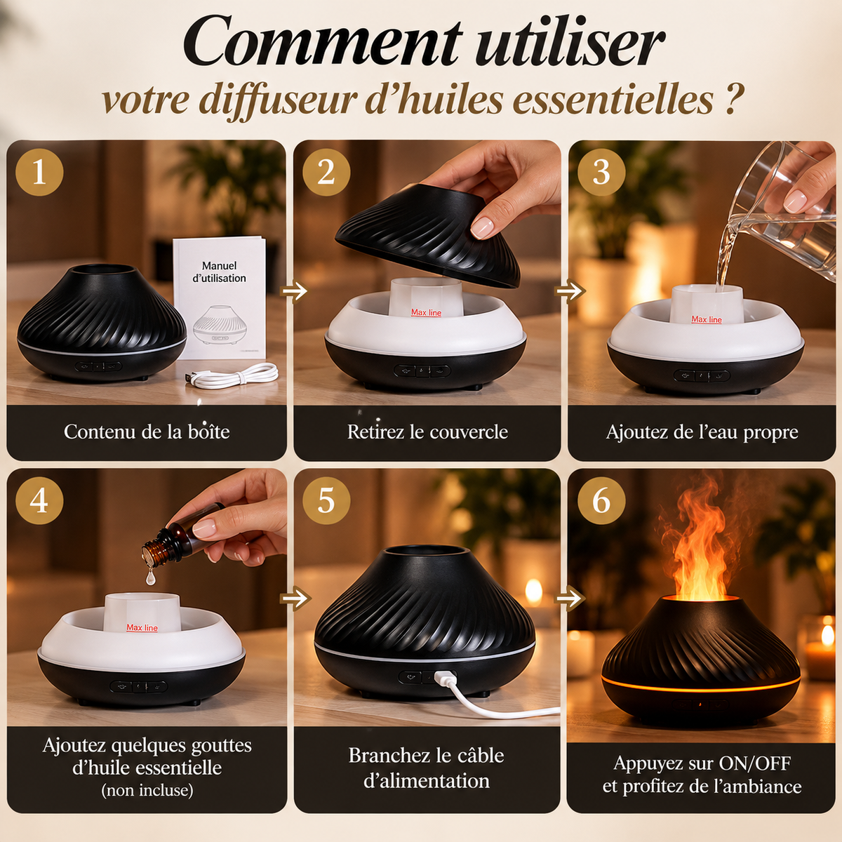Diffuseur Volcan Effet Flamme