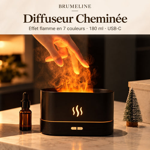 Diffuseur Cheminée effet flamme en 7 couleurs